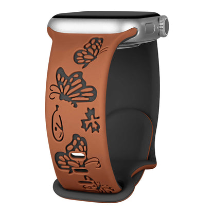 iBandGear Butterfly Whisper Silicone Band for Apple Watch - Brown - Black