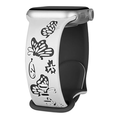 iBandGear Butterfly Whisper Silicone Band for Apple Watch - White - Black