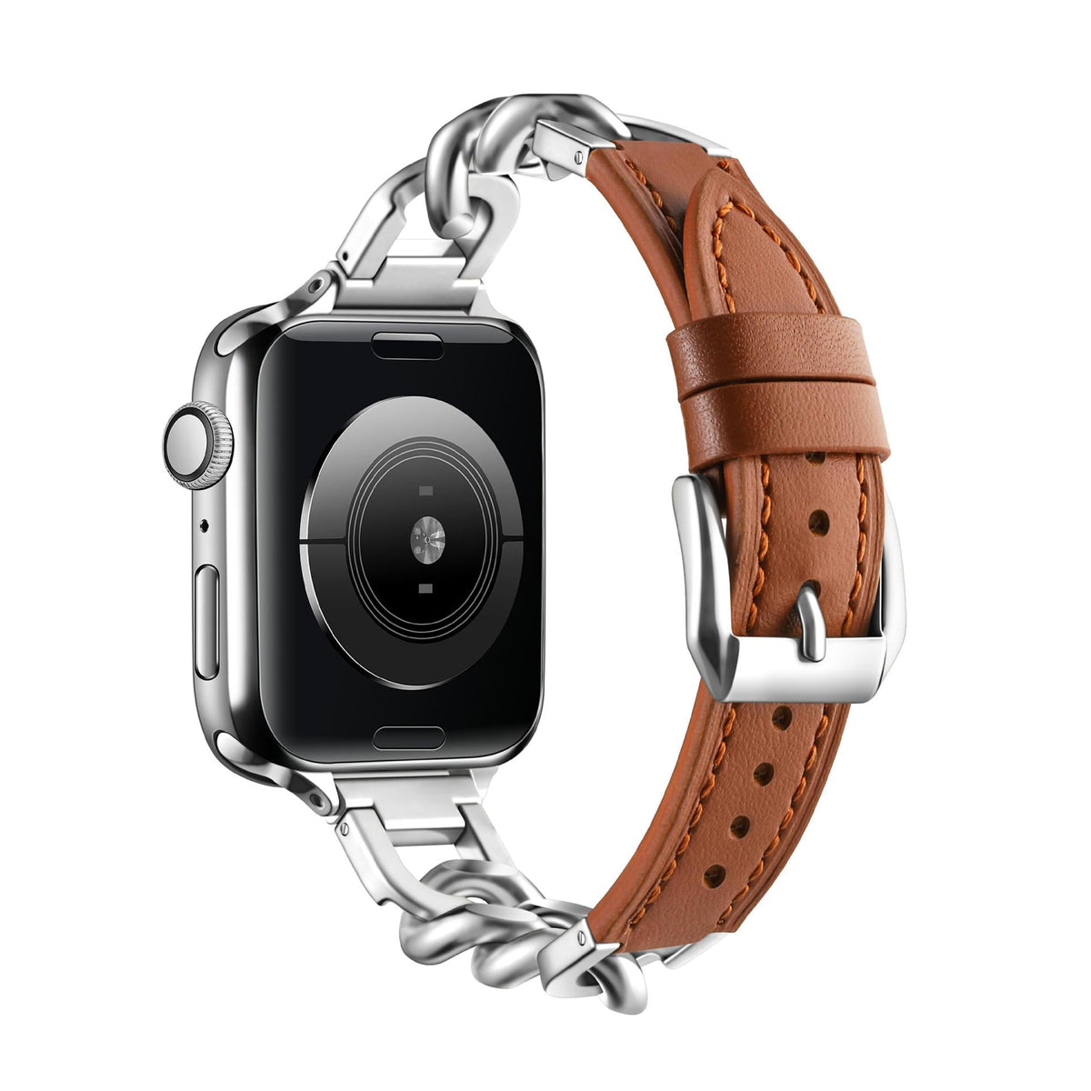 iBandGear Chain Link Leather Band for Apple Watch - Brown