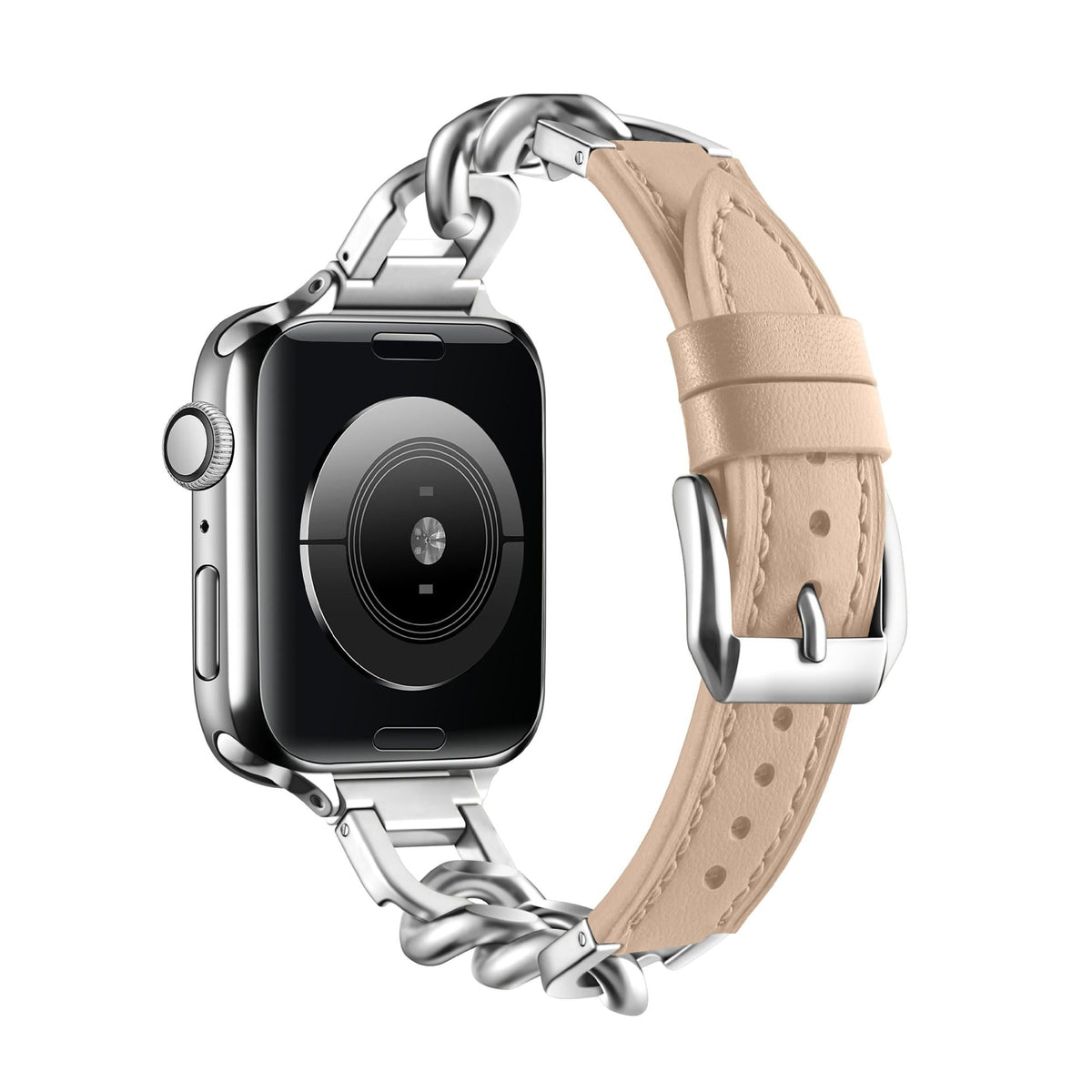 iBandGear Chain Link Leather Band for Apple Watch - Beige