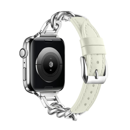 iBandGear Chain Link Leather Band for Apple Watch - Off White