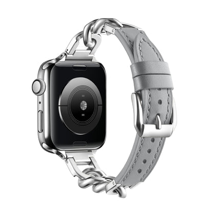 iBandGear Chain Link Leather Band for Apple Watch - Gray