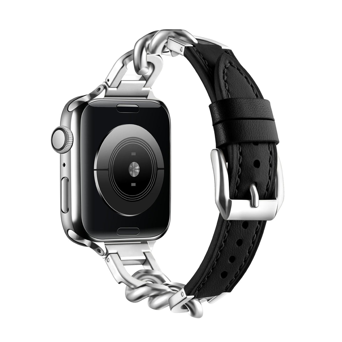 iBandGear Chain Link Leather Band for Apple Watch - Black