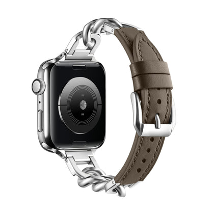 iBandGear Chain Link Leather Band for Apple Watch - Taupe