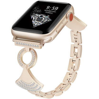 iBandGear Charm Pendant Jewelry Band for Apple Watch – Elegant Crystal Bracelet Strap - Champagne Gold