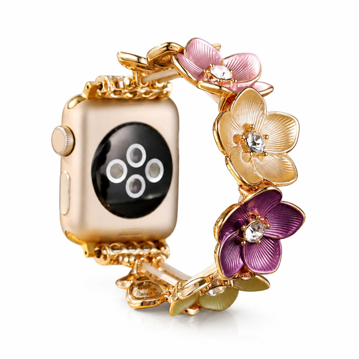 iBandGear Cherry Blossom Crystal Stretch Bracelet Band for Apple Watch - Gold