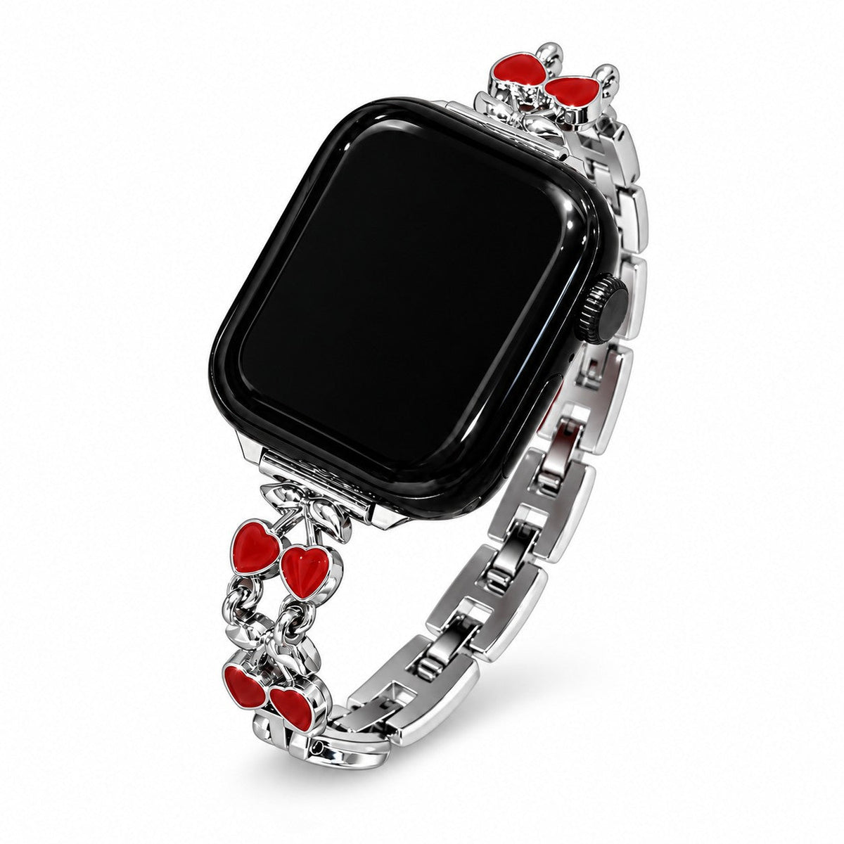 iBandGear Cherry Charm Metal Bracelet Band for Apple Watch – Cute Jewelry Style - Red