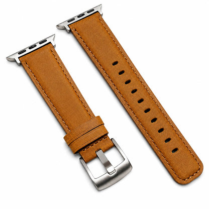 iBandGear Classic Leather Band for Apple Watch - Brown-Silver