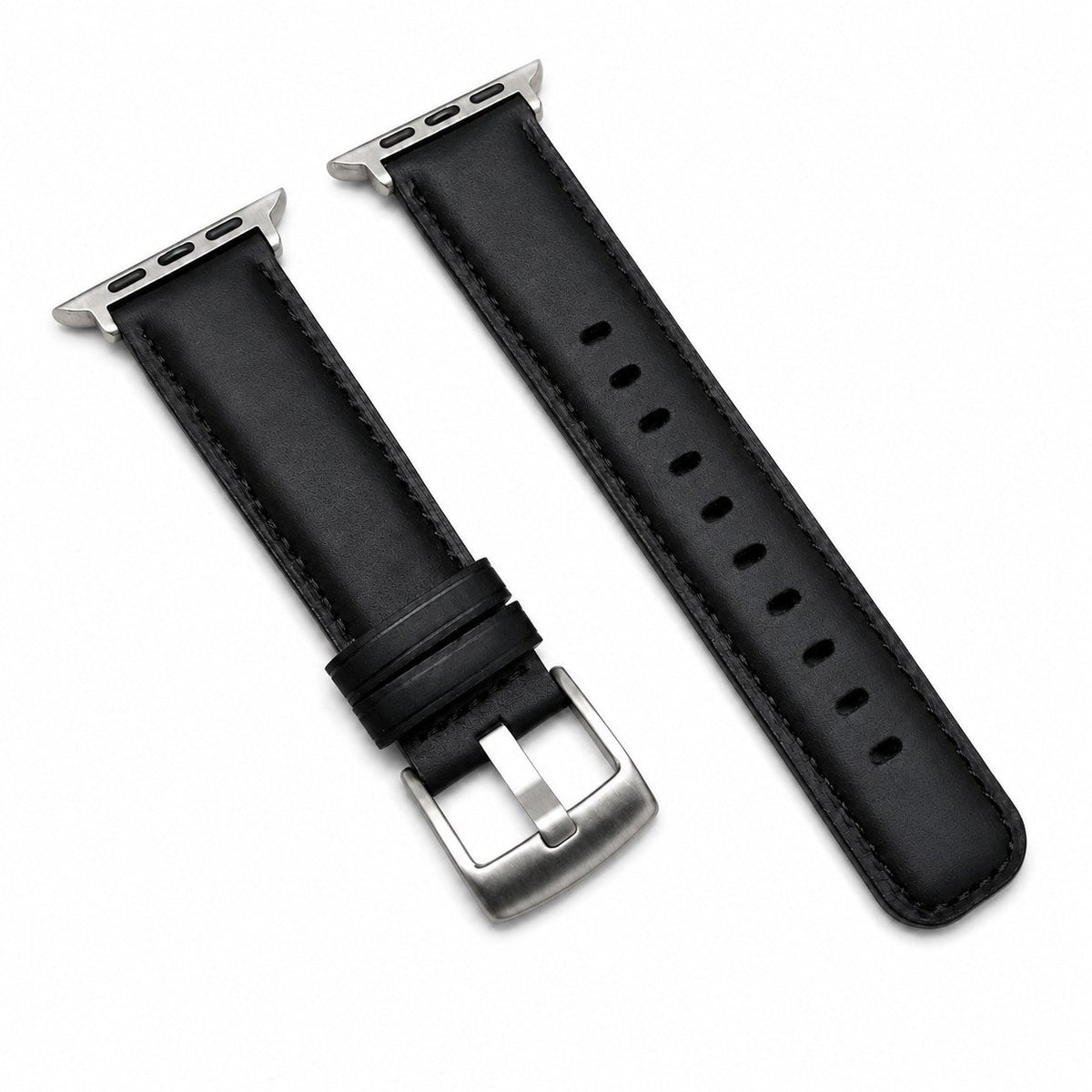 iBandGear Classic Leather Band for Apple Watch - Black-Silver