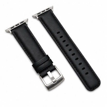 iBandGear Classic Leather Band for Apple Watch - Black-Silver