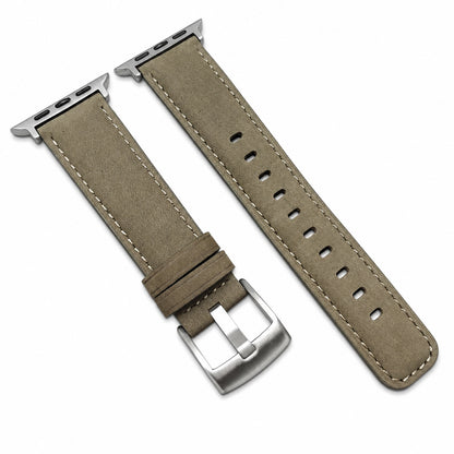 iBandGear Classic Leather Band for Apple Watch - Taupe-Silver