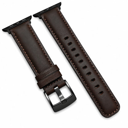 iBandGear Classic Leather Band for Apple Watch - Dark Coffee-Black