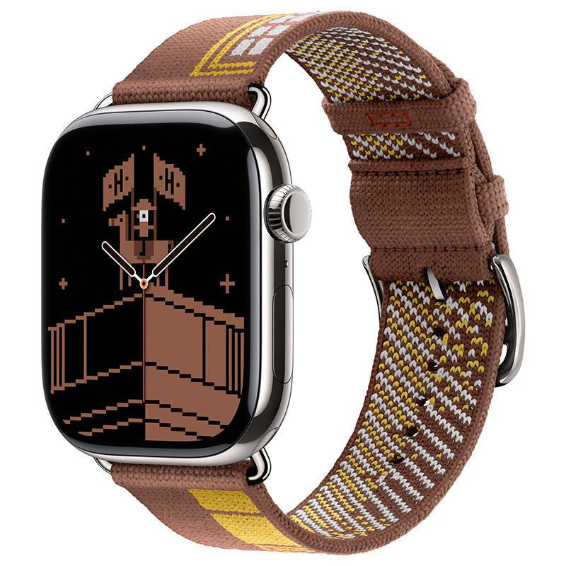 iBandGear Classic Woven Nylon Band with Retro Check Pattern for Apple Watch - Coffee Brown