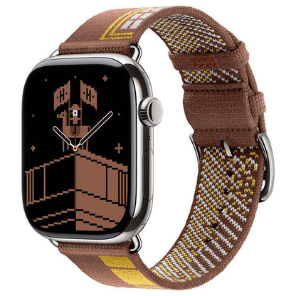 iBandGear Classic Woven Nylon Band with Retro Check Pattern for Apple Watch - Coffee Brown