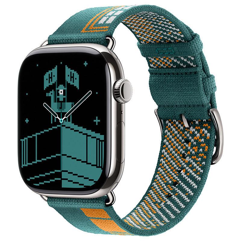 iBandGear Classic Woven Nylon Band with Retro Check Pattern for Apple Watch - Lake Blue