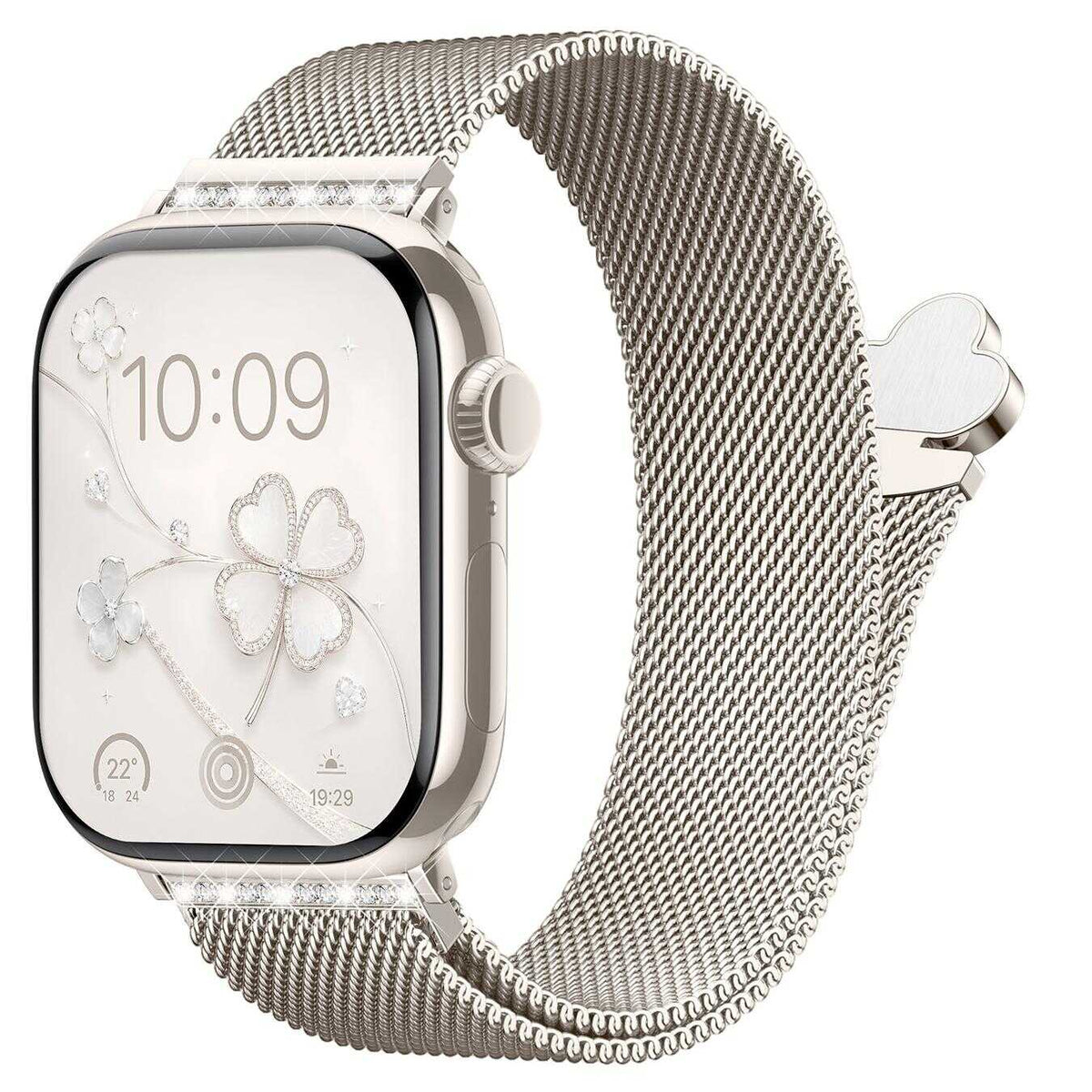 iBandGear Clover Rhinestone Milanese Magnetic Band for Apple Watch - Starlight