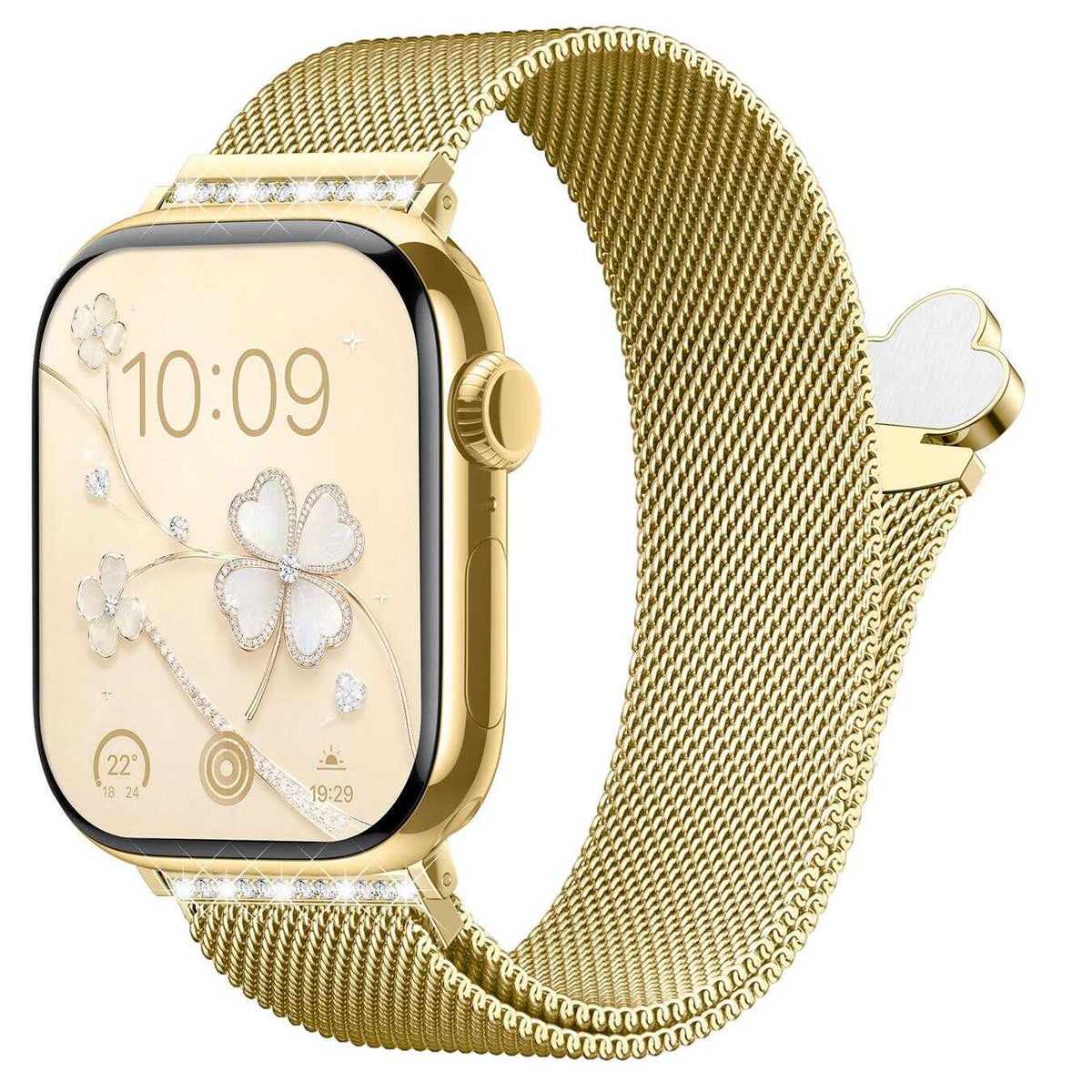 iBandGear Clover Rhinestone Milanese Magnetic Band for Apple Watch - Gold