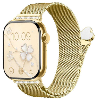iBandGear Clover Rhinestone Milanese Magnetic Band for Apple Watch - Gold