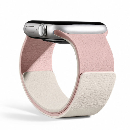 iBandGear Colorblock Lychee Texture Magnetic Silicone Band for Apple Watch - Starlight-Pink