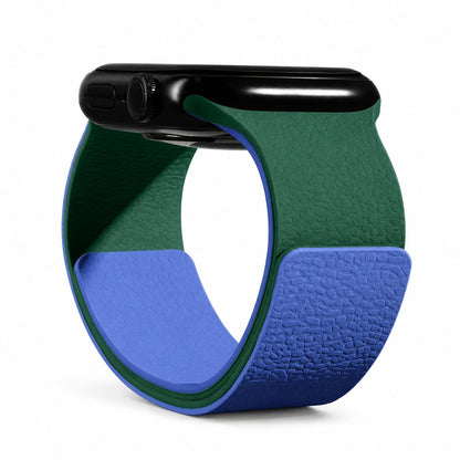 iBandGear Colorblock Lychee Texture Magnetic Silicone Band for Apple Watch - Blue-Green