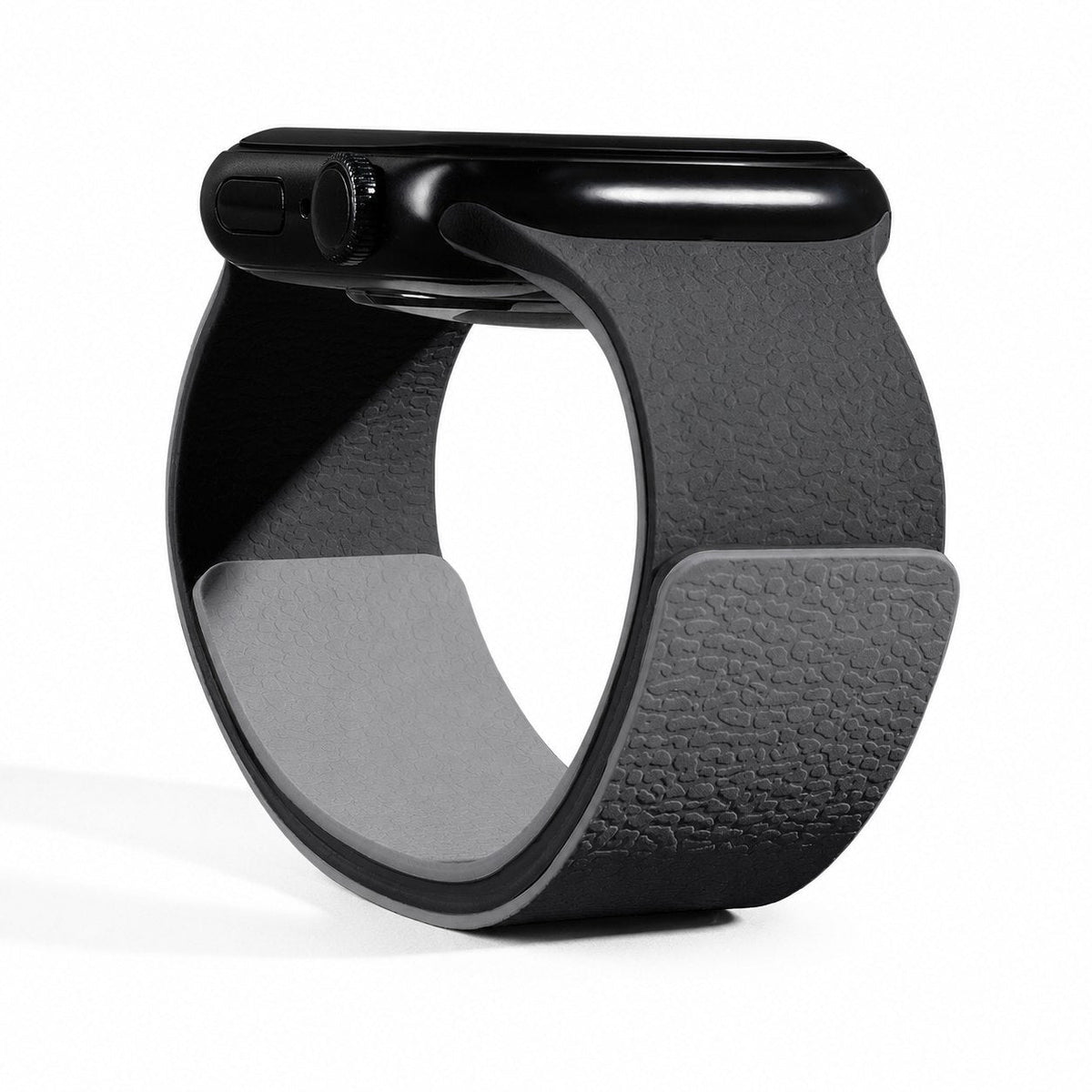 iBandGear Colorblock Lychee Texture Magnetic Silicone Band for Apple Watch - Gray-Black