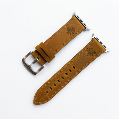 iBandGear Compass Embossed Leather Band for Apple Watch - Light Brown