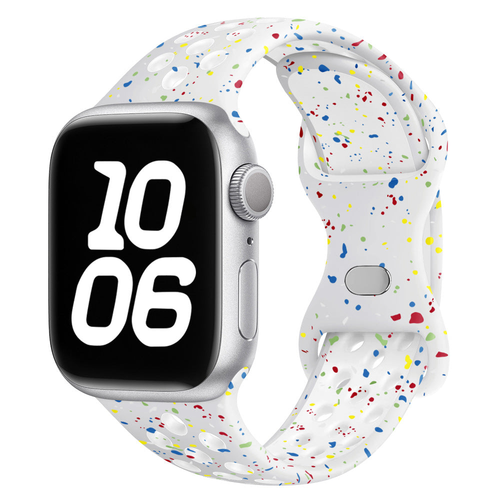 iBandGear Confetti Speckled Sport Silicone Band for Apple Watch - White