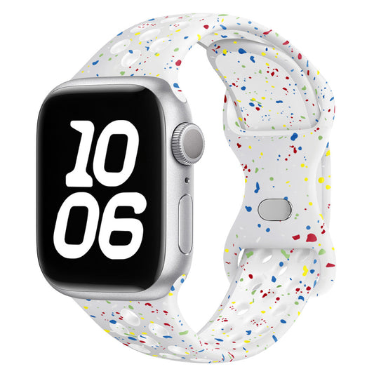 iBandGear Confetti Speckled Sport Silicone Band for Apple Watch - White