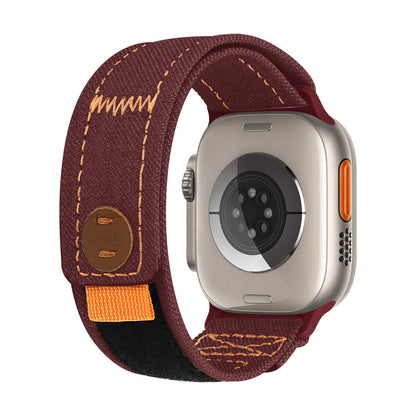 iBandGear Contrast Stitch Denim Loop Band for Apple Watch - Burgundy