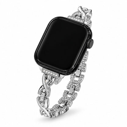 iBandGear Crisscross Rhinestone Metal Bracelet Band for Apple Watch - Silver