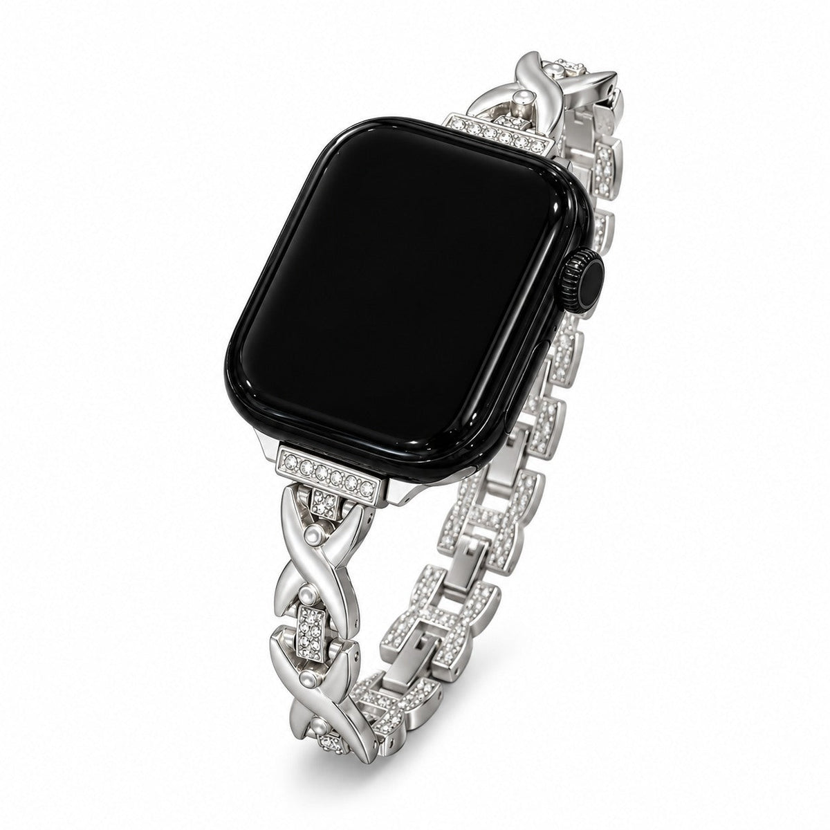 iBandGear Crisscross Rhinestone Metal Bracelet Band for Apple Watch - Starlight