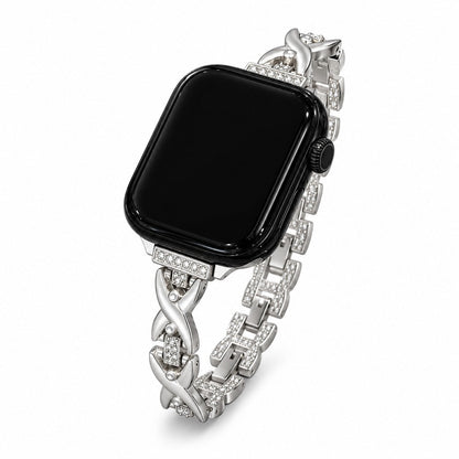 iBandGear Crisscross Rhinestone Metal Bracelet Band for Apple Watch - Starlight