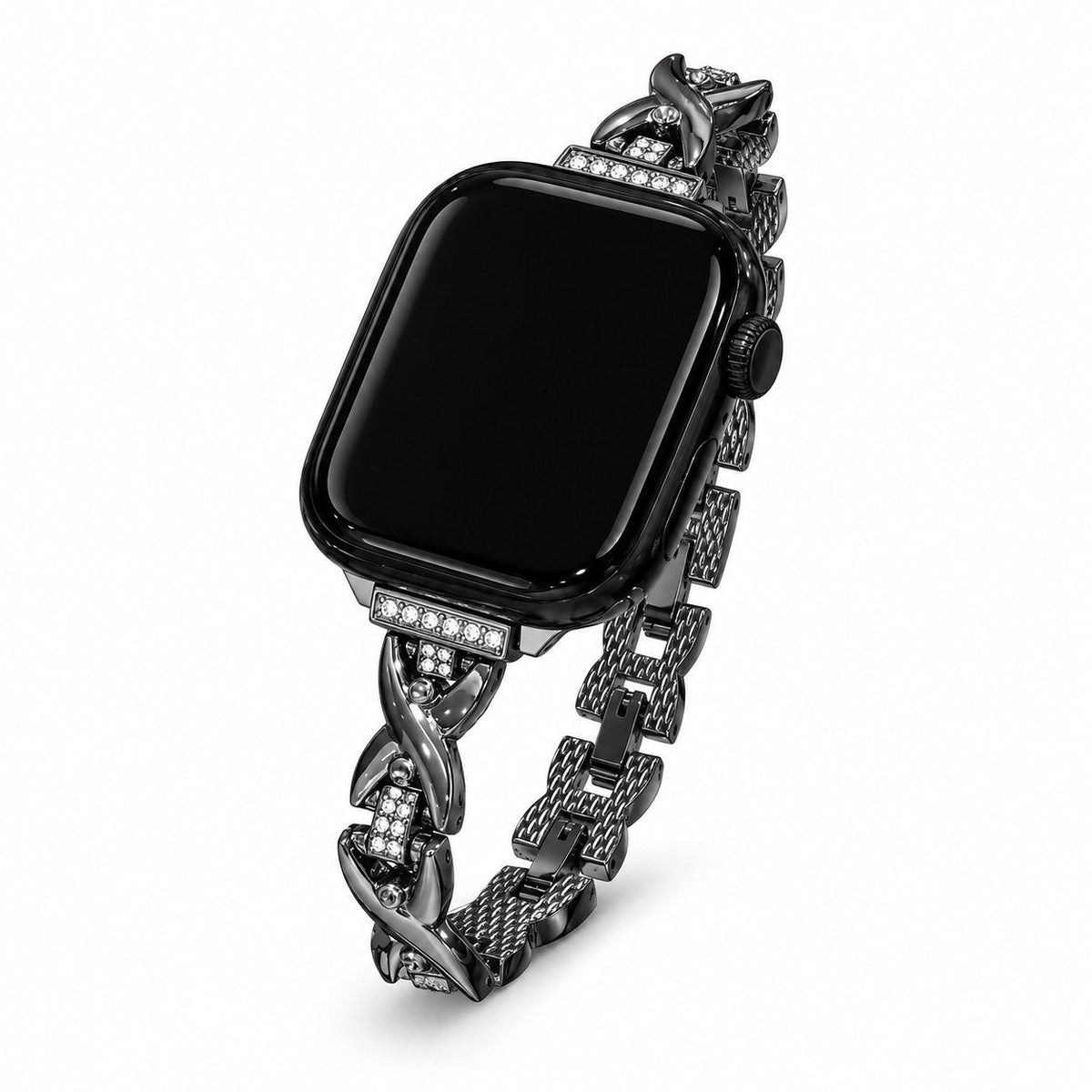 iBandGear Crisscross Rhinestone Metal Bracelet Band for Apple Watch - Black