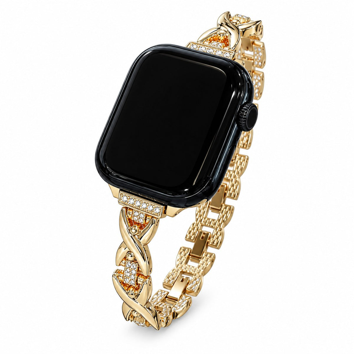 iBandGear Crisscross Rhinestone Metal Bracelet Band for Apple Watch - Gold