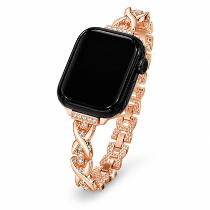 iBandGear Crisscross Rhinestone Metal Bracelet Band for Apple Watch - Rose Gold
