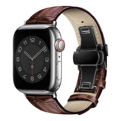 iBandGear Croc-Embossed Leather Band for Apple Watch - Brown - Black