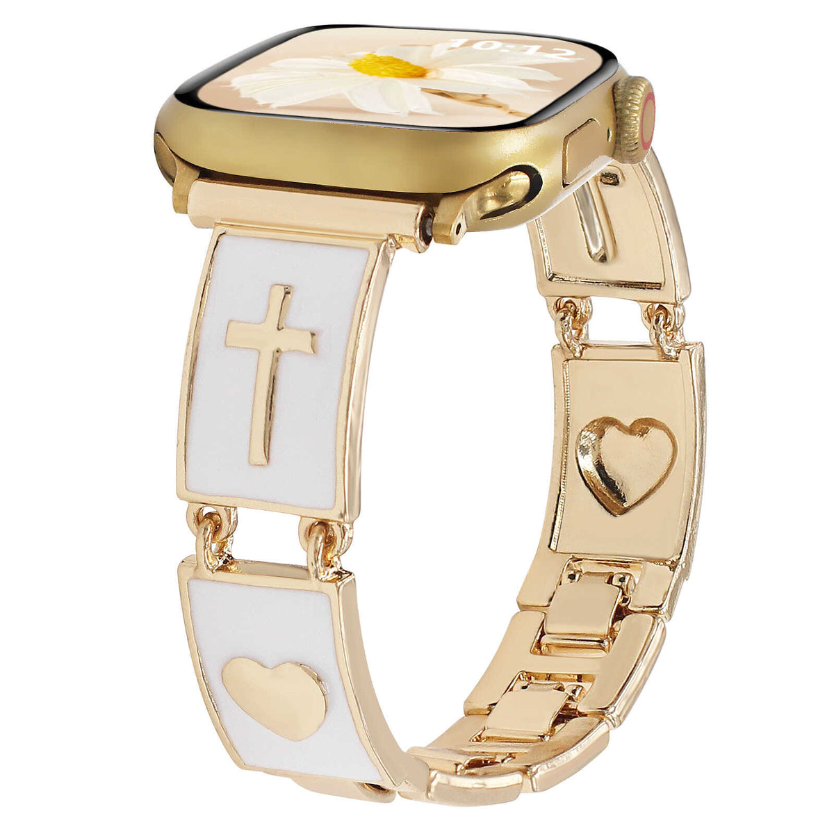 iBandGear Cross Heart Metal Bracelet Band for Apple Watch - Gold-White