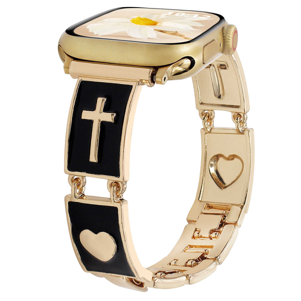 iBandGear Cross Heart Metal Bracelet Band for Apple Watch - Gold-Black