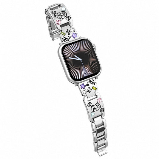 iBandGear Crystal Cat Charm Metal Band for Apple Watch - Silver