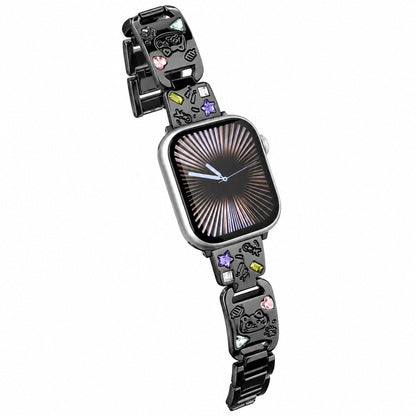 iBandGear Crystal Cat Charm Metal Band for Apple Watch - Black
