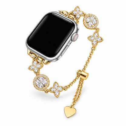 iBandGear Crystal Flower Charm Bracelet Band for Apple Watch - Gold