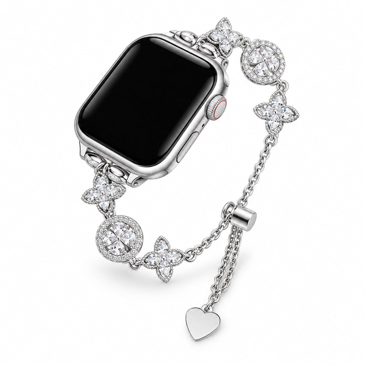 iBandGear Crystal Flower Charm Bracelet Band for Apple Watch - Silver