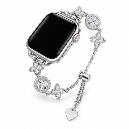 iBandGear Crystal Flower Charm Bracelet Band for Apple Watch - Silver