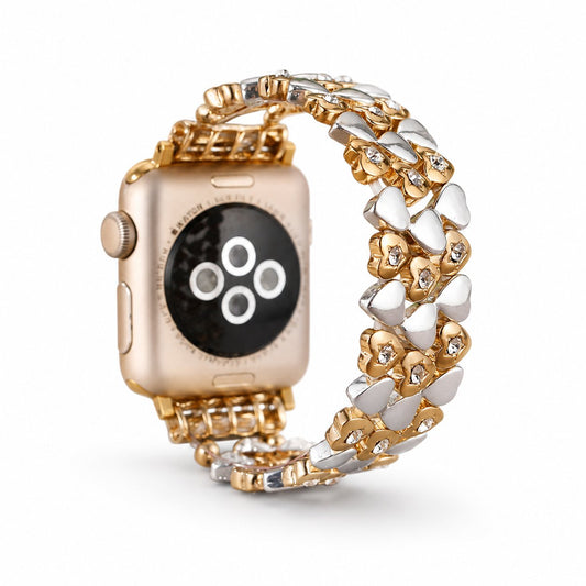 iBandGear Crystal Heart Stretch Bracelet Band for Apple Watch - Gold