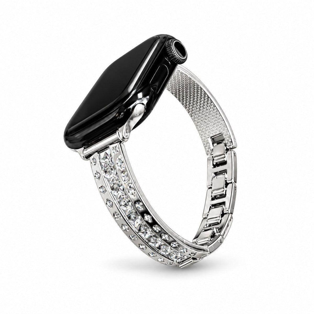 iBandGear Crystal Inlay Metal Bracelet Band for Apple Watch - Silver