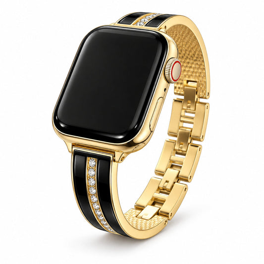 iBandGear Crystal Panel Bracelet Band for Apple Watch - Gold-Black
