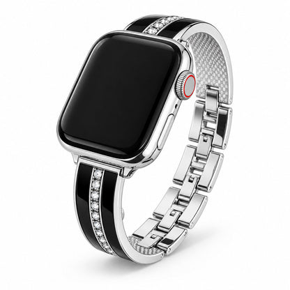 iBandGear Crystal Panel Bracelet Band for Apple Watch - Silver-Black