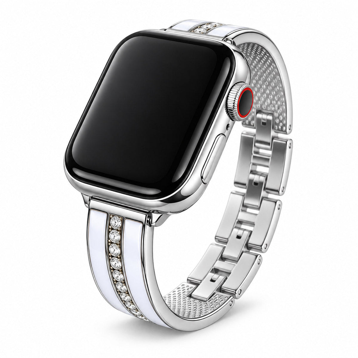iBandGear Crystal Panel Bracelet Band for Apple Watch - Silver-White