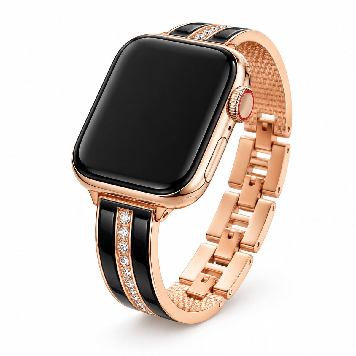 iBandGear Crystal Panel Bracelet Band for Apple Watch - Rose Gold-Black