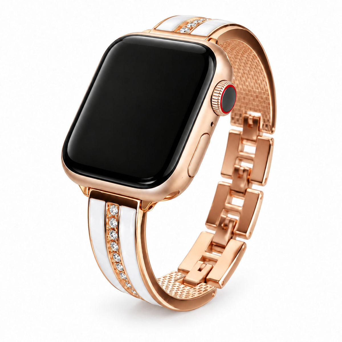 iBandGear Crystal Panel Bracelet Band for Apple Watch - Rose Gold-White